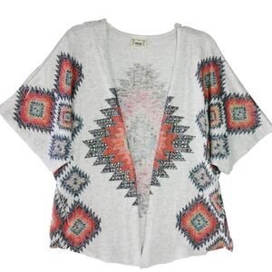 Vocal Southwest Knit Cardigan Womens Size XL Gray Jewel Studded Dolman Sleeve